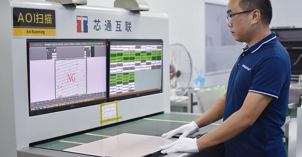 ApolloPCB engineer performing a detailed DFM review to optimize custom FR4 PCB designs for cost-efficiency