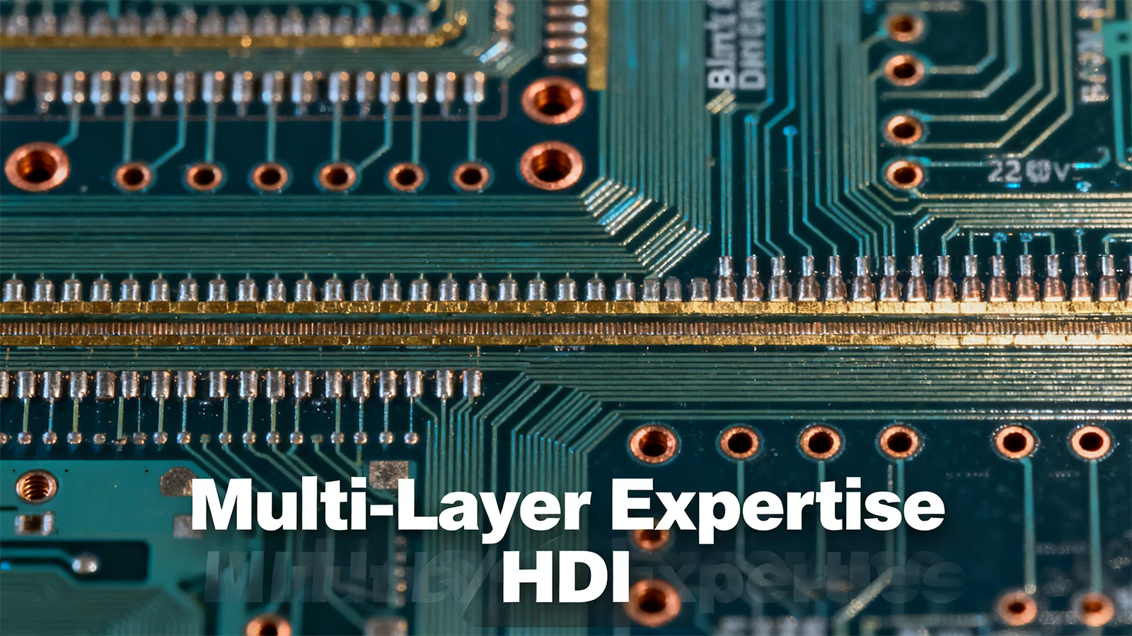 Micro-section view of a 20-layer HDI PCB showing precise blind and buried vias by a leading pcb manufacturer Micro-section view of a 20-layer HDI PCB showing precise blind and buried vias by a leading pcb manufacturer