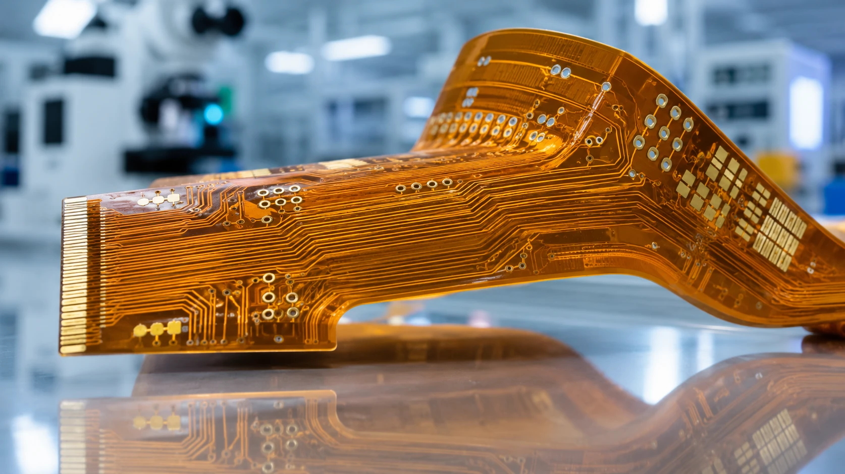 High-density multi-layer flexible PCB with ultra-fine line traces and gold-plated ENEPIG surface finish by ApolloPCB