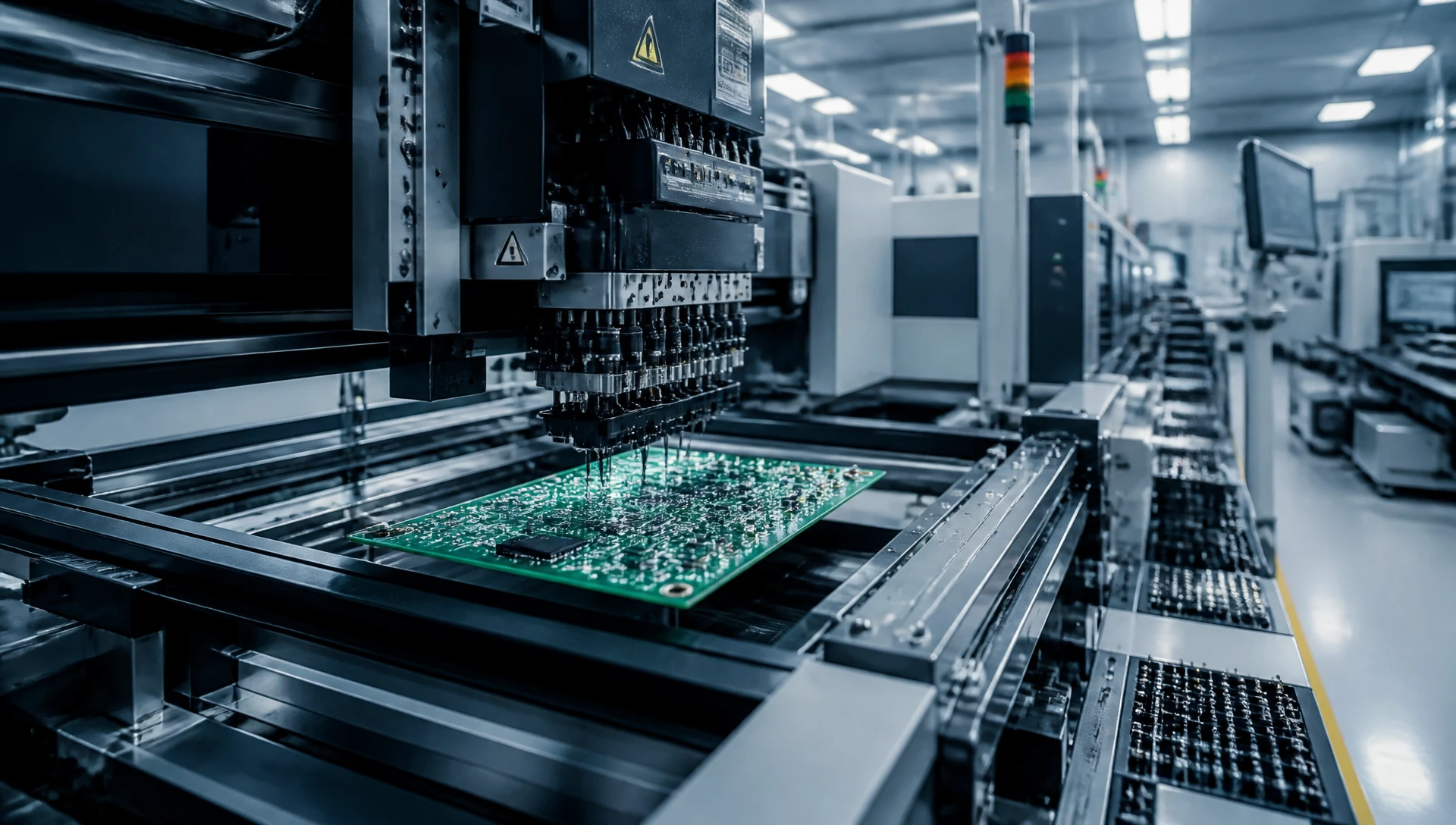 Automated high-speed SMT production line minimizing manual labor and pcb assembly cost per component Automated high-speed SMT production line minimizing manual labor and pcb assembly cost per component