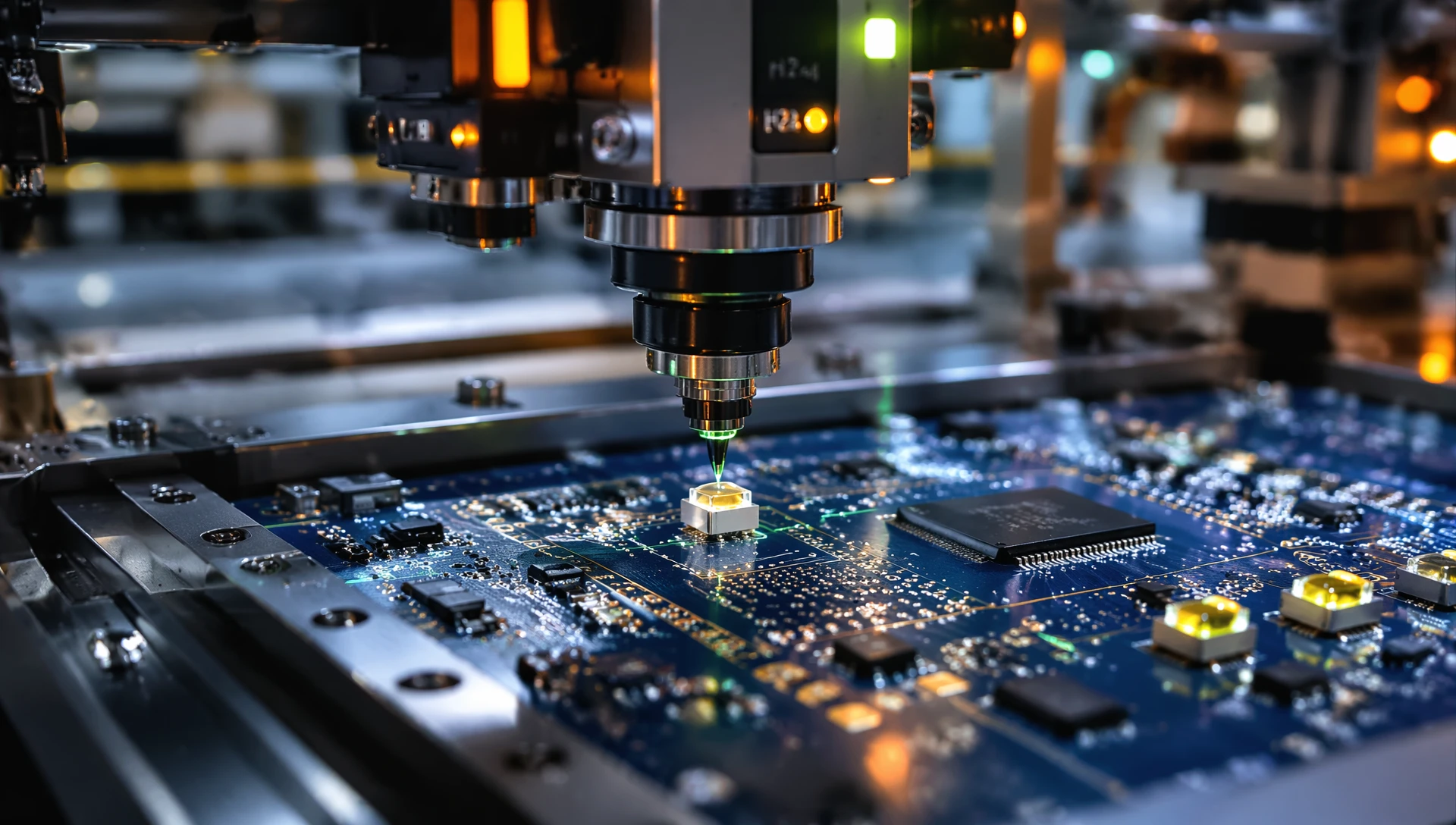 High precision SMT pick and place machine assembling SMD LEDs on multi layer PCB board High precision SMT pick and place machine assembling SMD LEDs on multi layer PCB board