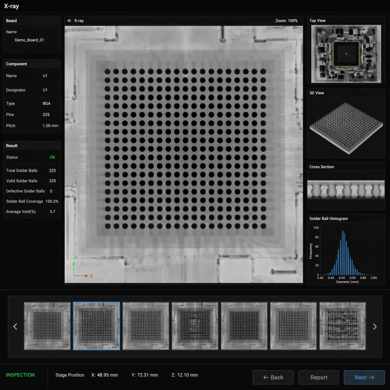 3D X-ray inspection AXI and 3D AOI testing for BGA solder joint quality control