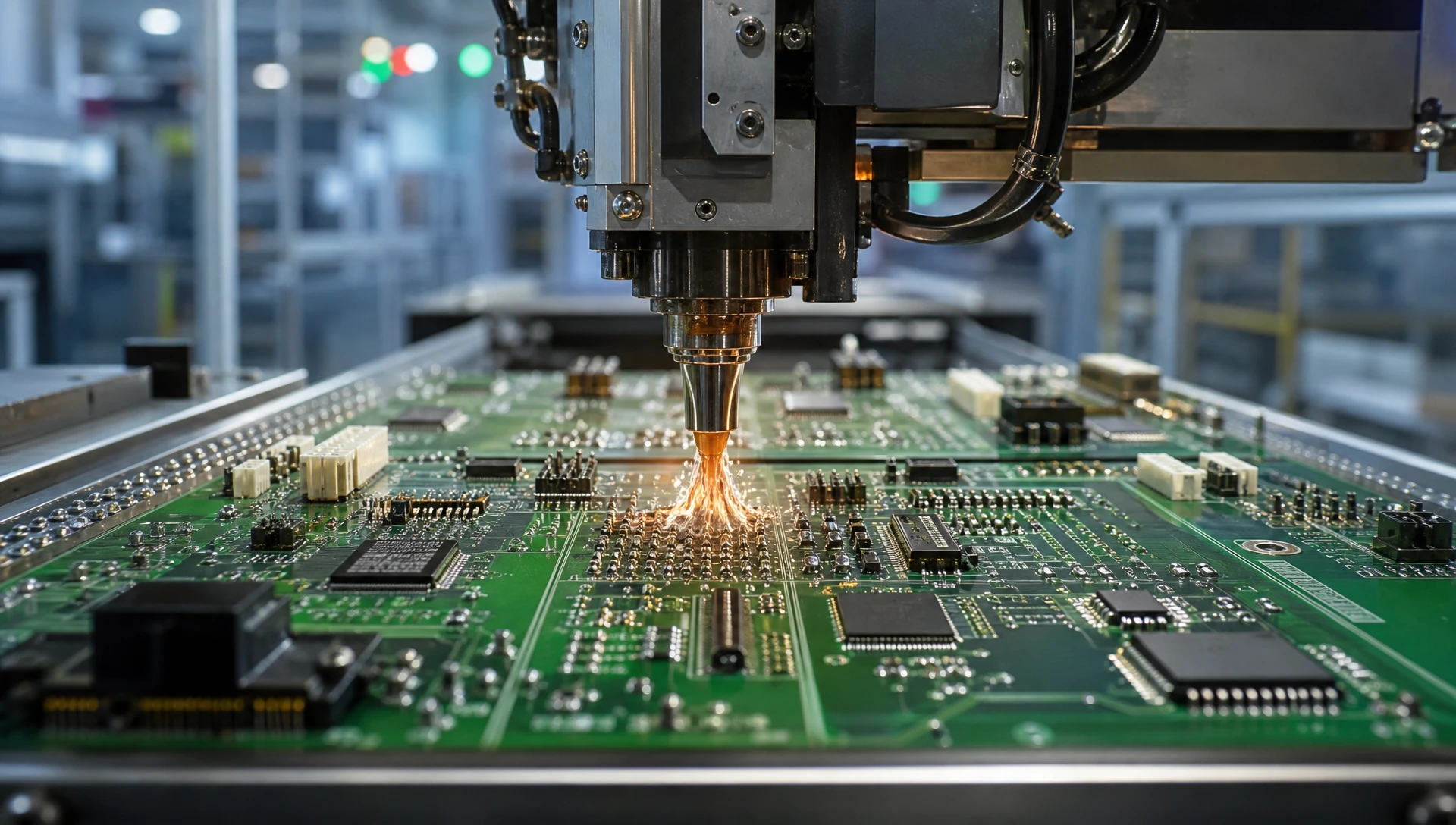 Automated selective wave soldering of mixed-technology pcb production with SMT and THT components