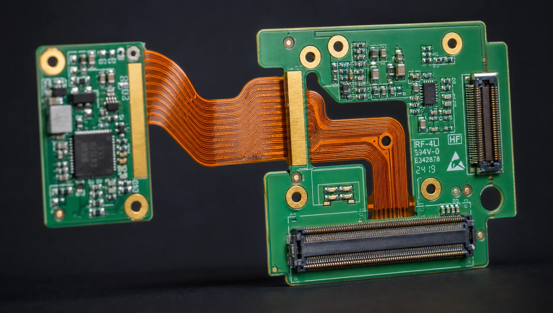 Multilayer Rigid-Flex PCB Substrate with Flexible Polyimide and Rigid FR-4 Layers